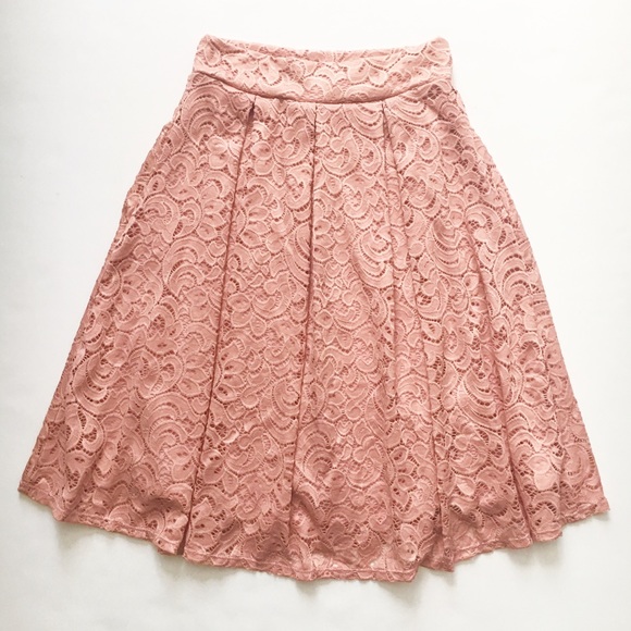 See You Monday Dresses & Skirts - See You Monday | Dusty Rose Lace Midi Skirt
